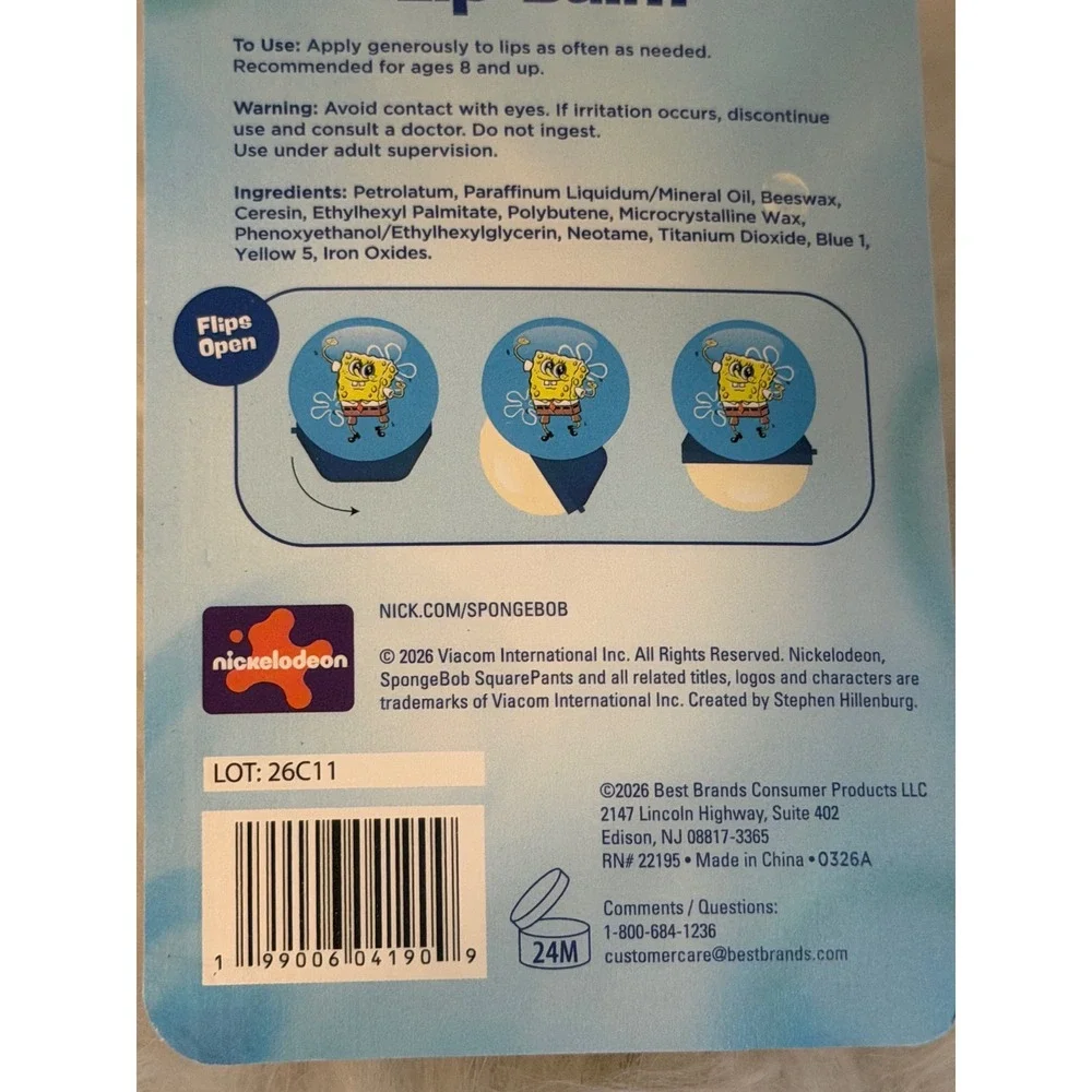 Nickelodeon SpongeBob SquarePants & Patrick Star Lip Balm Set 2pk 0.26oz NEW